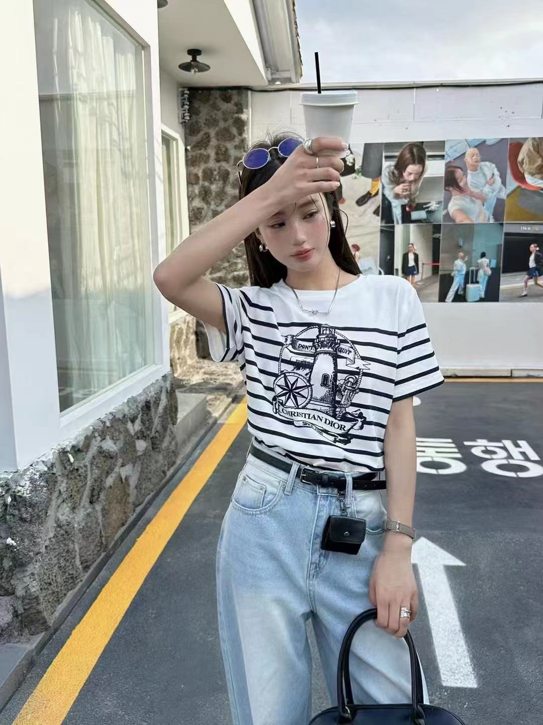 DI0RプリントストライプTシャツ【50%割引+送料無料】