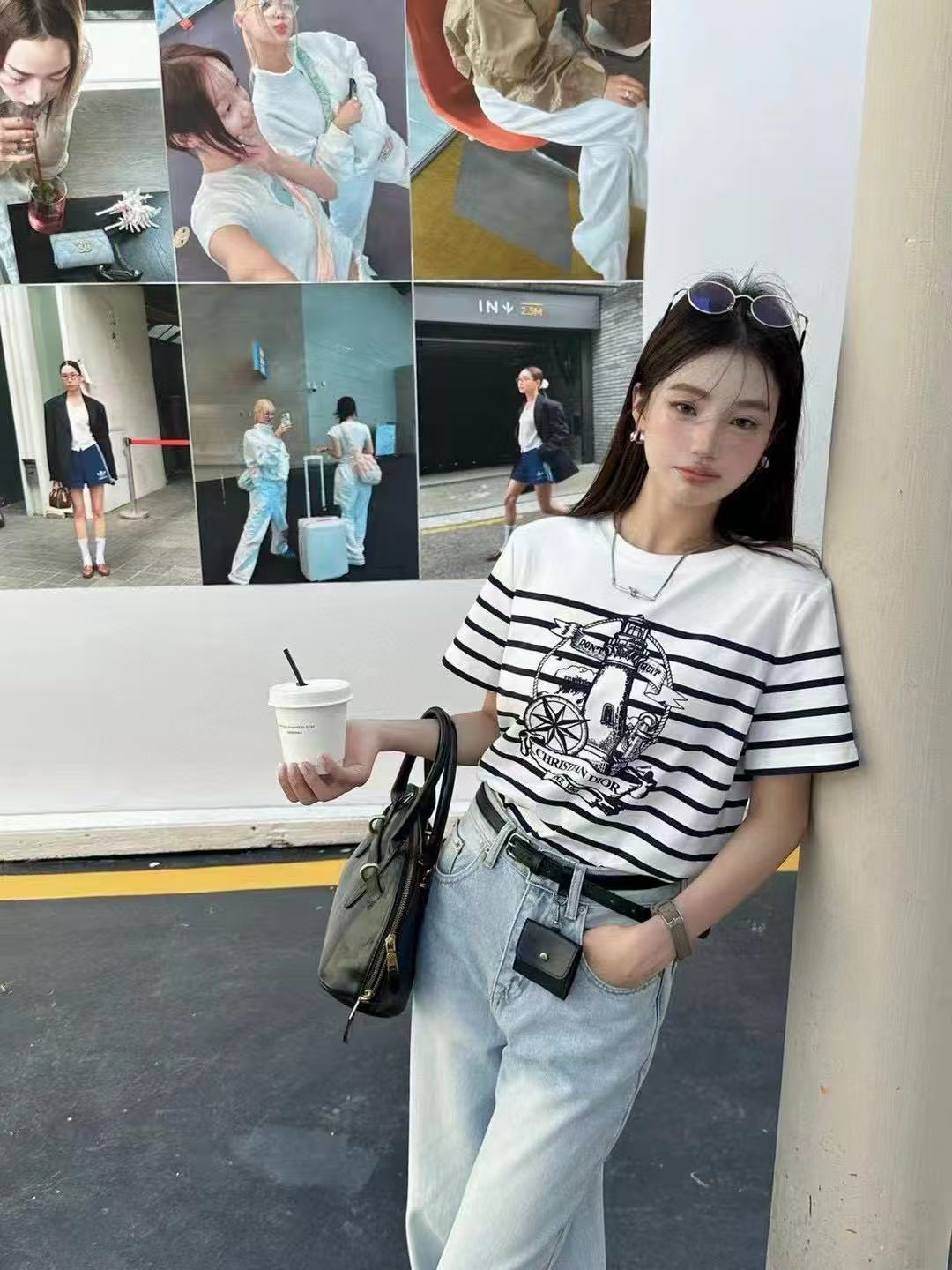 DI0RプリントストライプTシャツ【50%割引+送料無料】