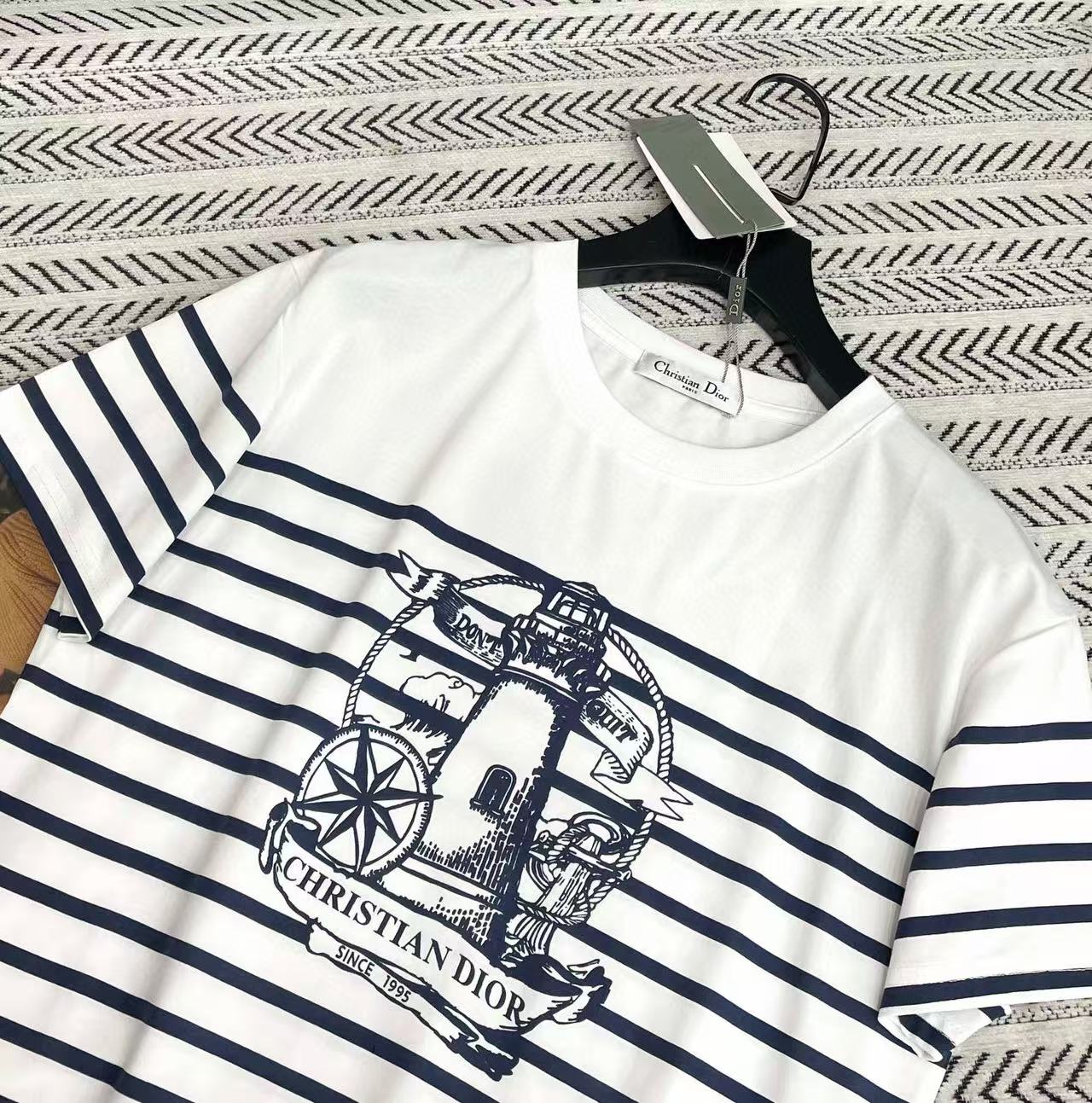 DI0RプリントストライプTシャツ【50%割引+送料無料】