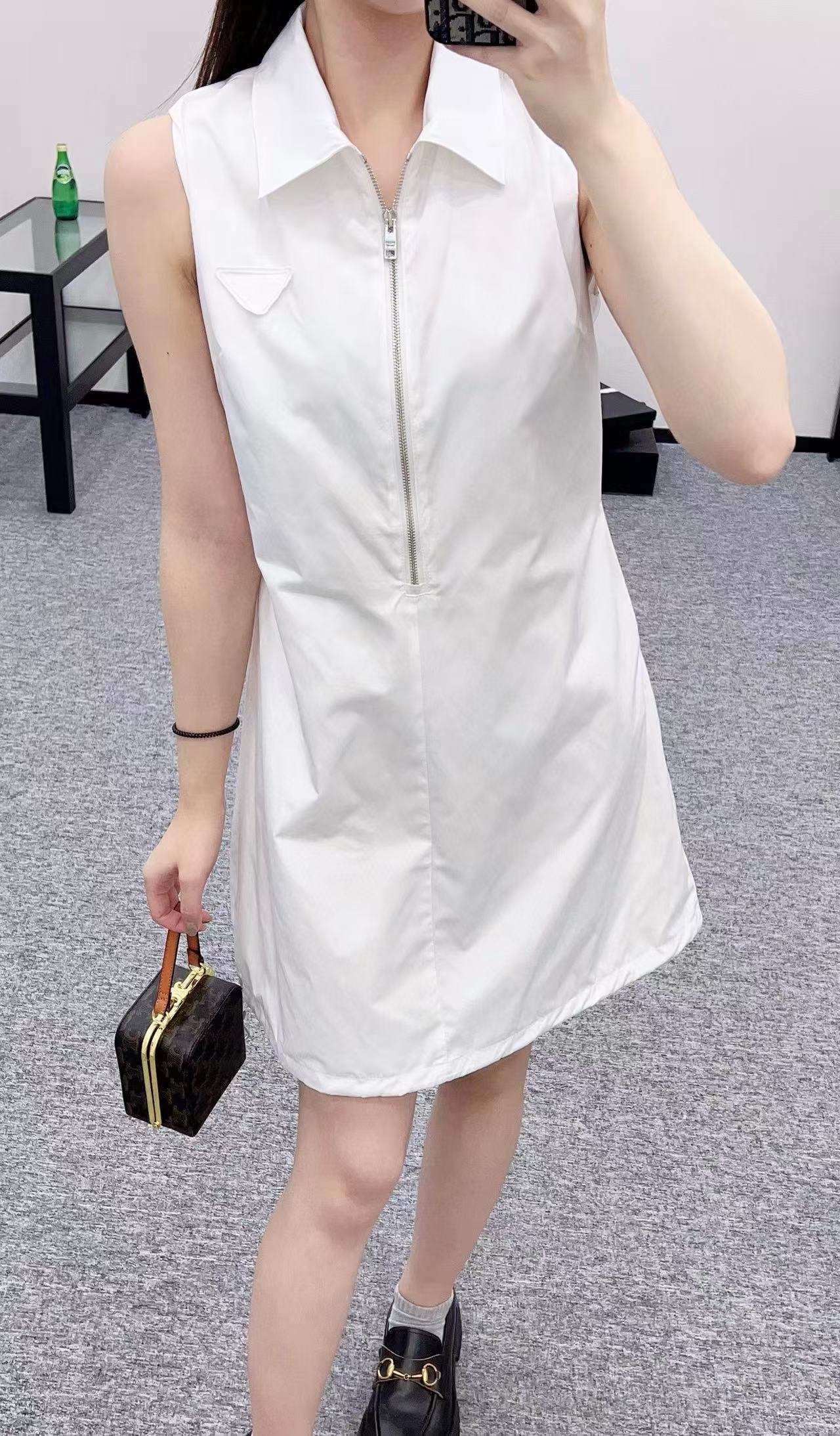 PR4DA ジッパーラペルノースリーブドレス【50％割引+送料無料】