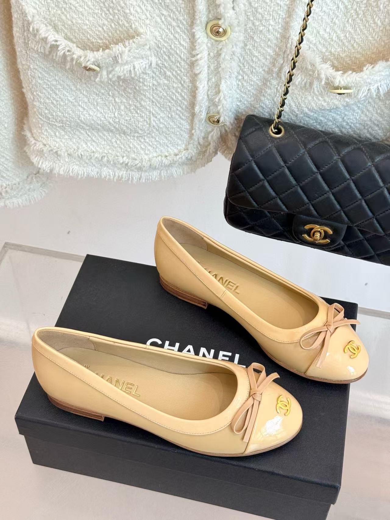 CHANE1 高品質ダブルCボウフラットシューズ【50%割引+送料無料】