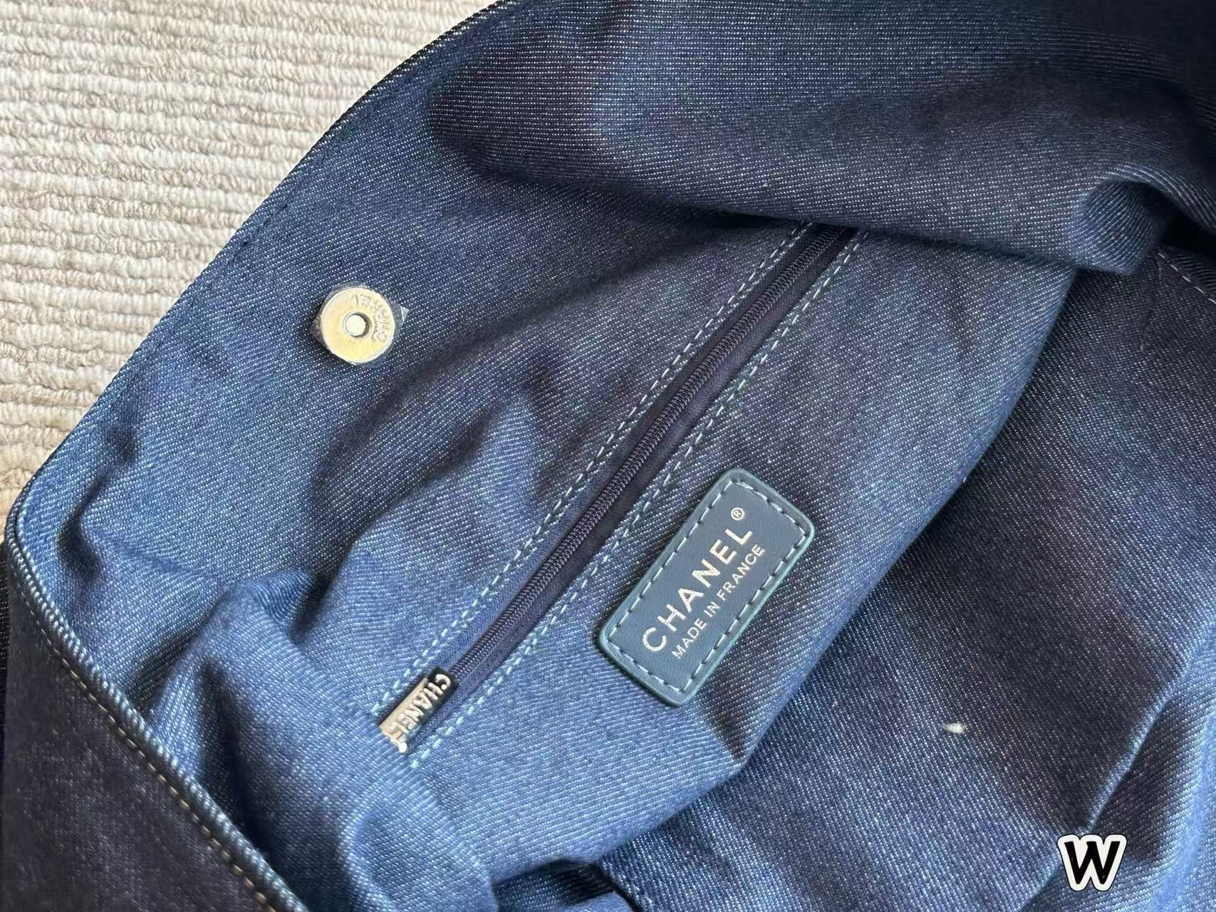 CHANE1 ダブルCデニムチェーンビーチバッグ【50％割引+送料無料】