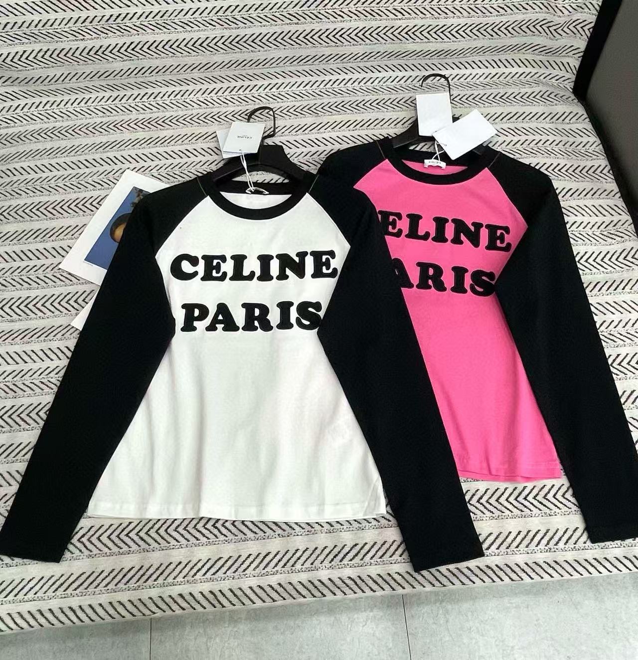 CEL1NE カラーブロック フロック ロングスリーブ Tシャツ【50％割引+送料無料】