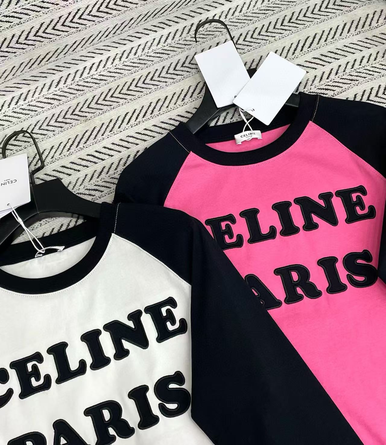 CEL1NE カラーブロック フロック ロングスリーブ Tシャツ【50％割引+送料無料】