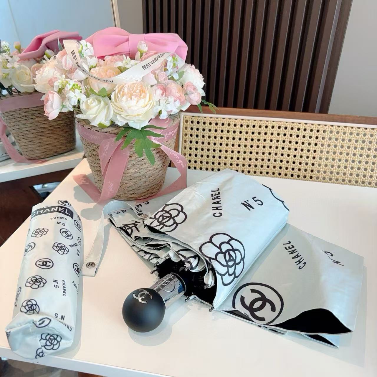 CHANE1 カメリア折りたたみ傘【50%割引+送料無料】