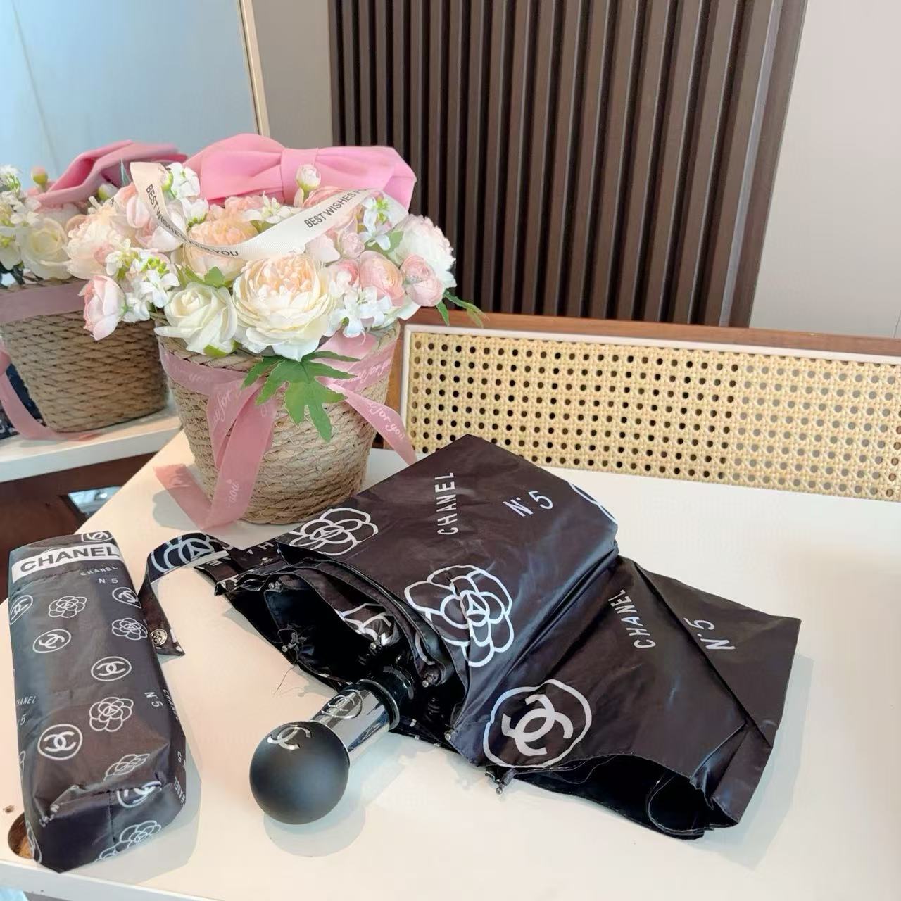 CHANE1 カメリア折りたたみ傘【50%割引+送料無料】