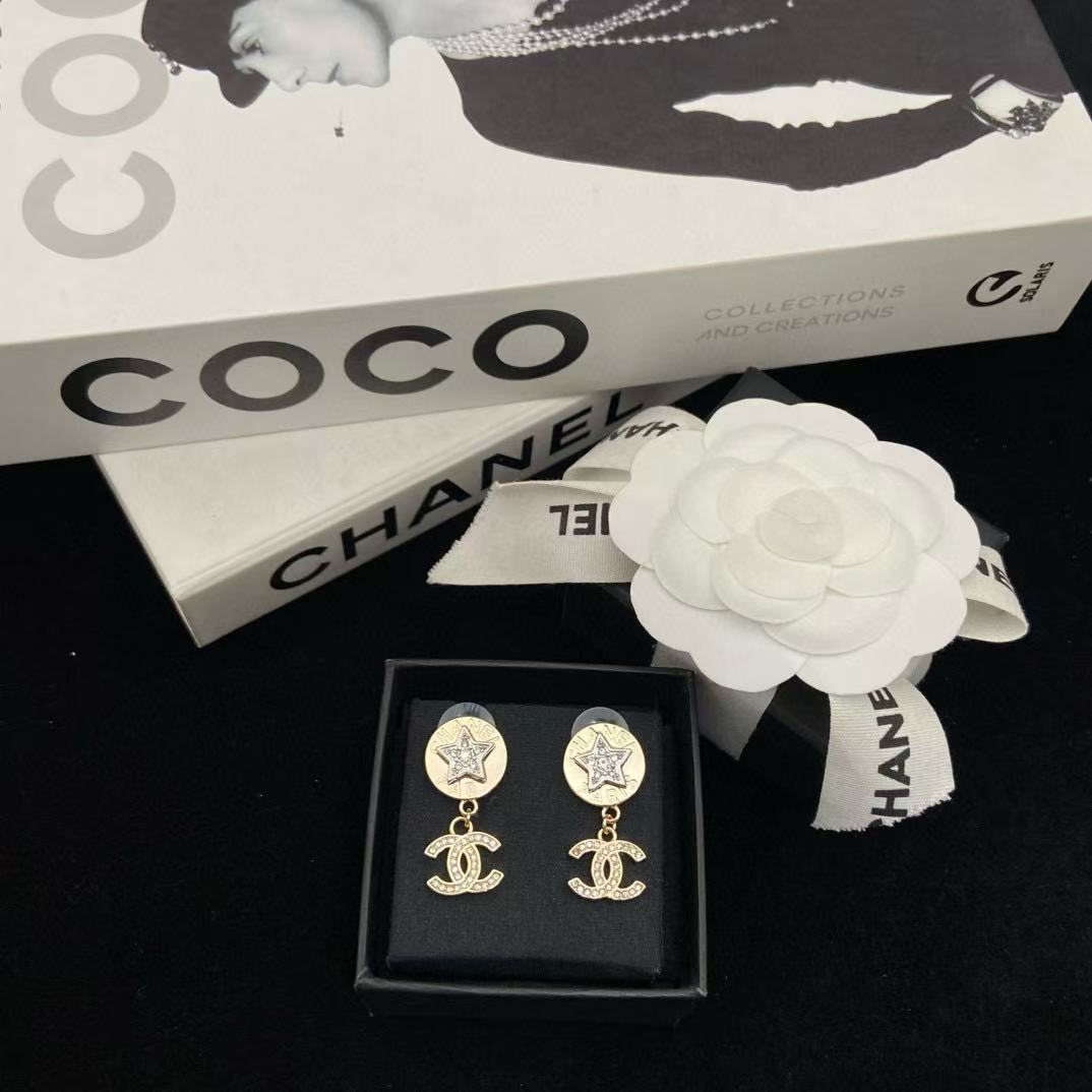 CHANE1 五芒星ダブルCイヤリング【50％割引+送料無料】