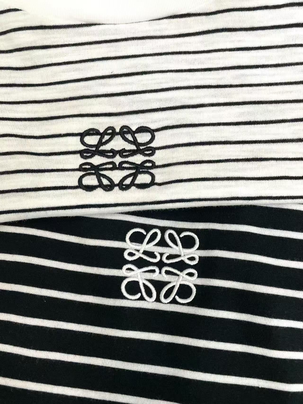 L0WEW 刺繍ロゴストライプ長袖Tシャツ【50％割引+送料無料】