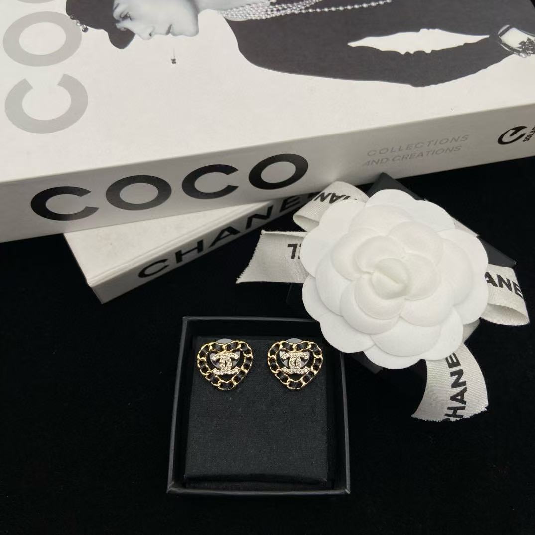 CHANE1 ピーチハート ダブルC イヤリング【50％割引+送料無料】