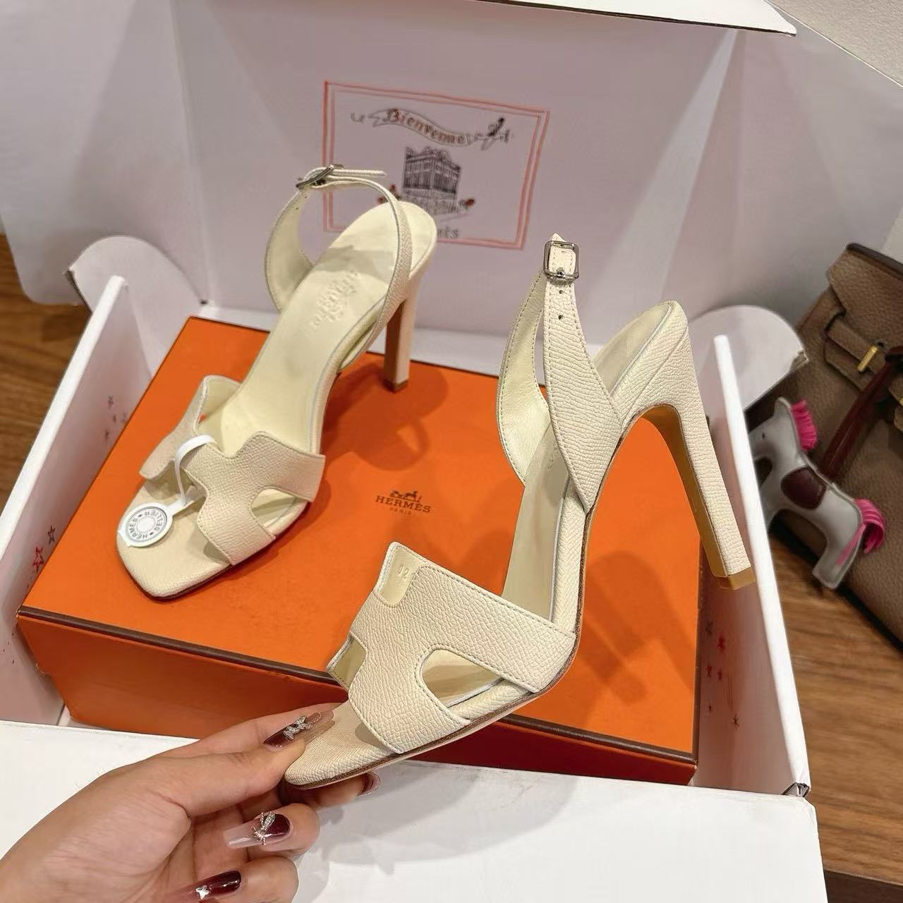 HERME5 高品質牛革ハイヒールサンダル【50％割引+送料無料】
