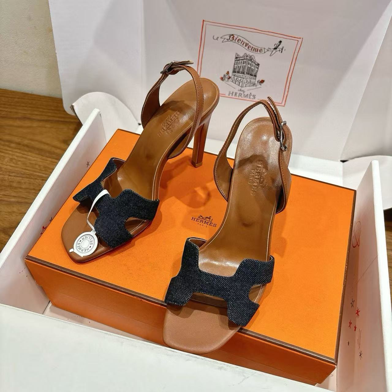 HERME5 高品質牛革ハイヒールサンダル【50％割引+送料無料】