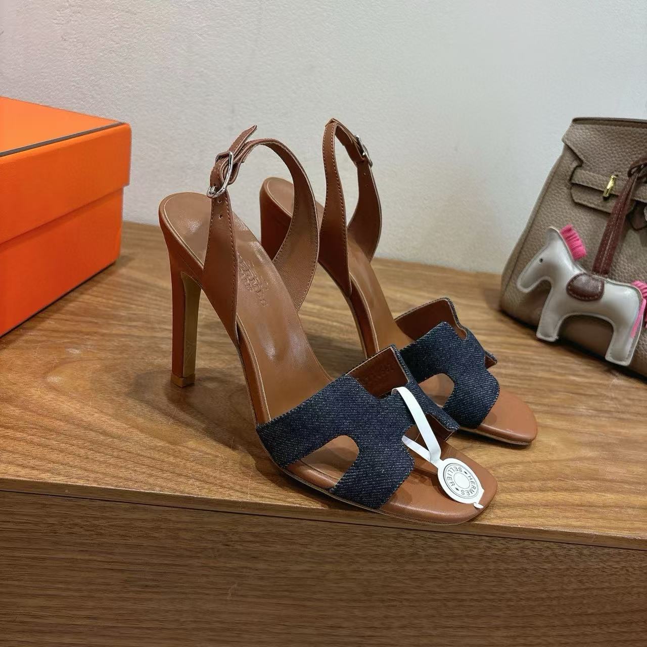 HERME5 高品質牛革ハイヒールサンダル【50％割引+送料無料】