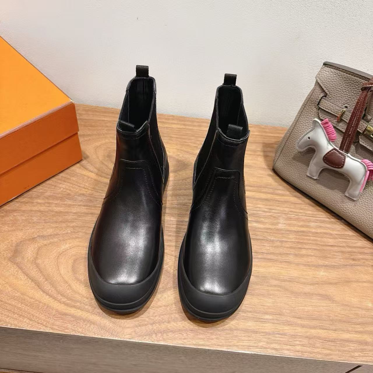 HERME5 高品質牛革アンクルブーツ【50％割引+送料無料】