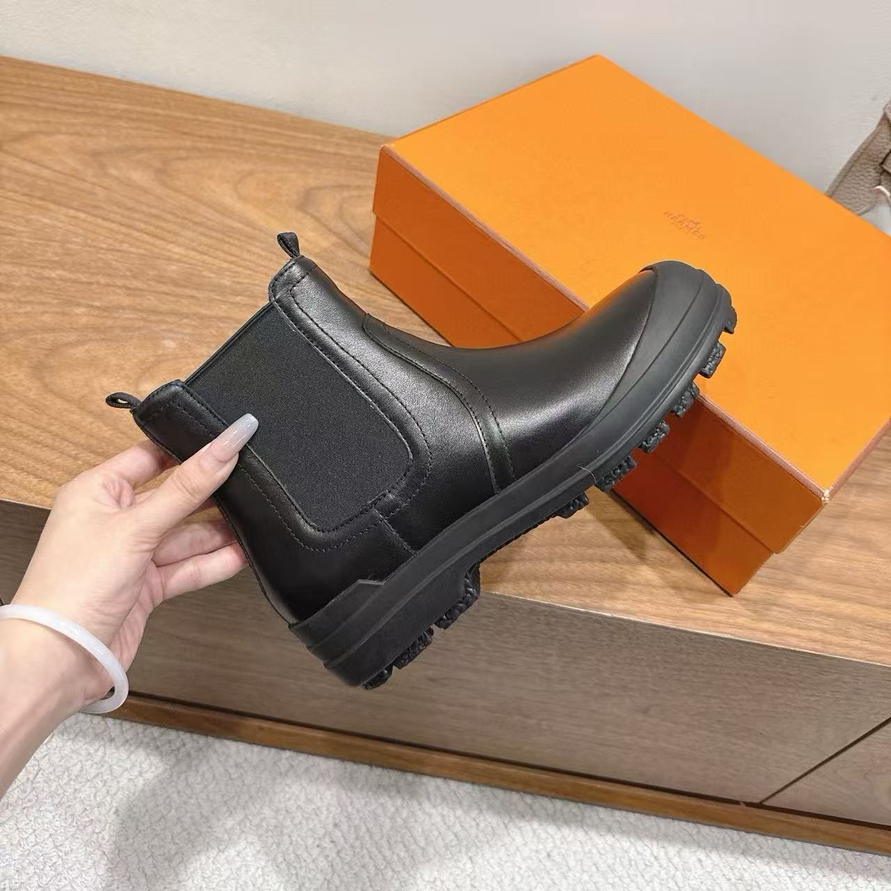 HERME5 高品質牛革アンクルブーツ【50％割引+送料無料】