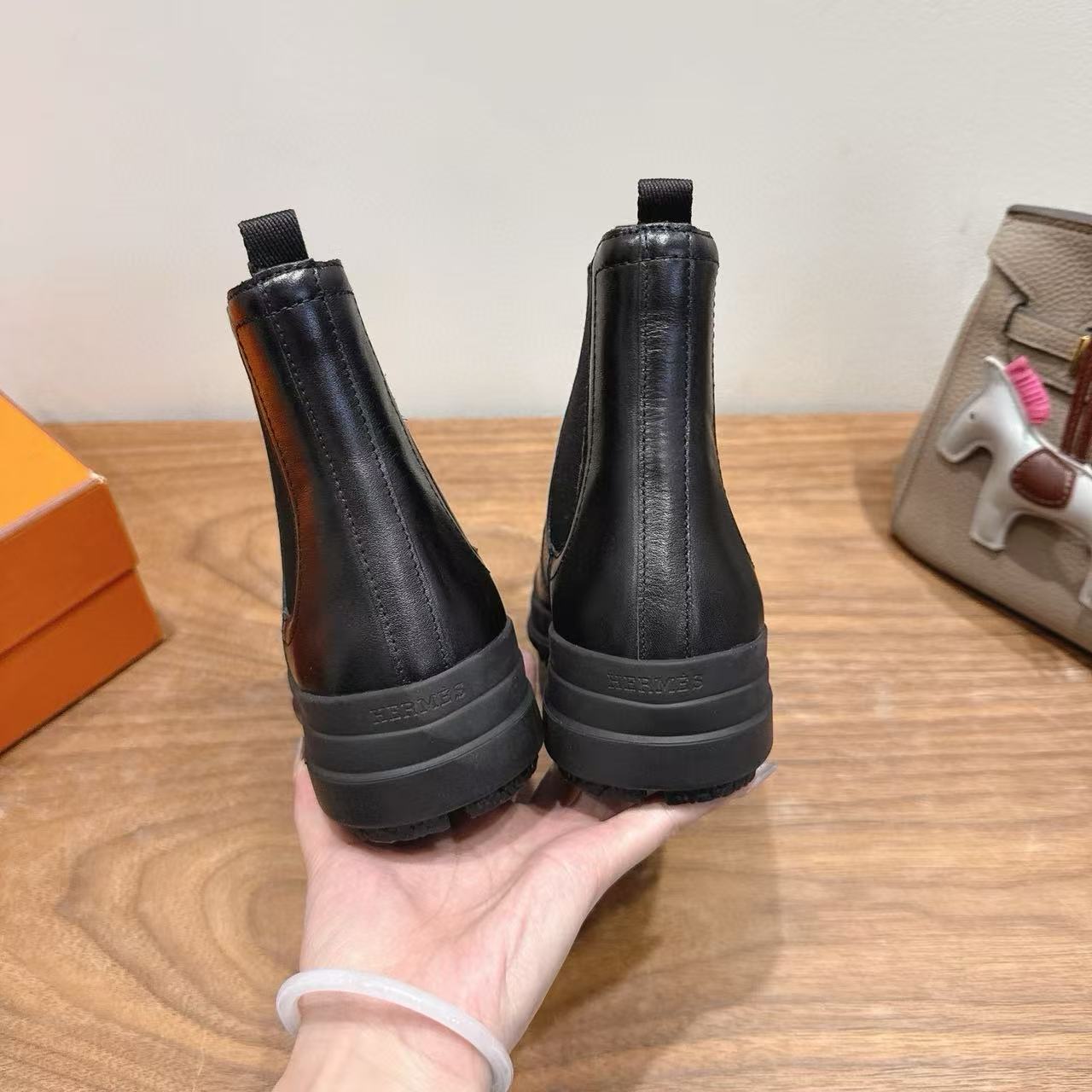 HERME5 高品質牛革アンクルブーツ【50％割引+送料無料】