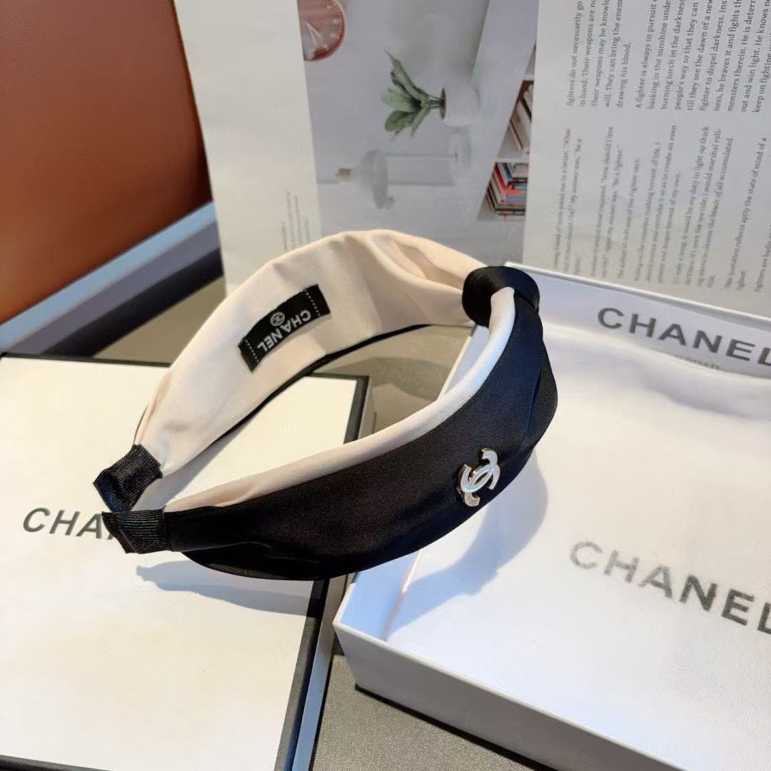 CHANE1 ブラック&ホワイト ダブルCロゴ ヘッドバンド【50%割引+送料無料】