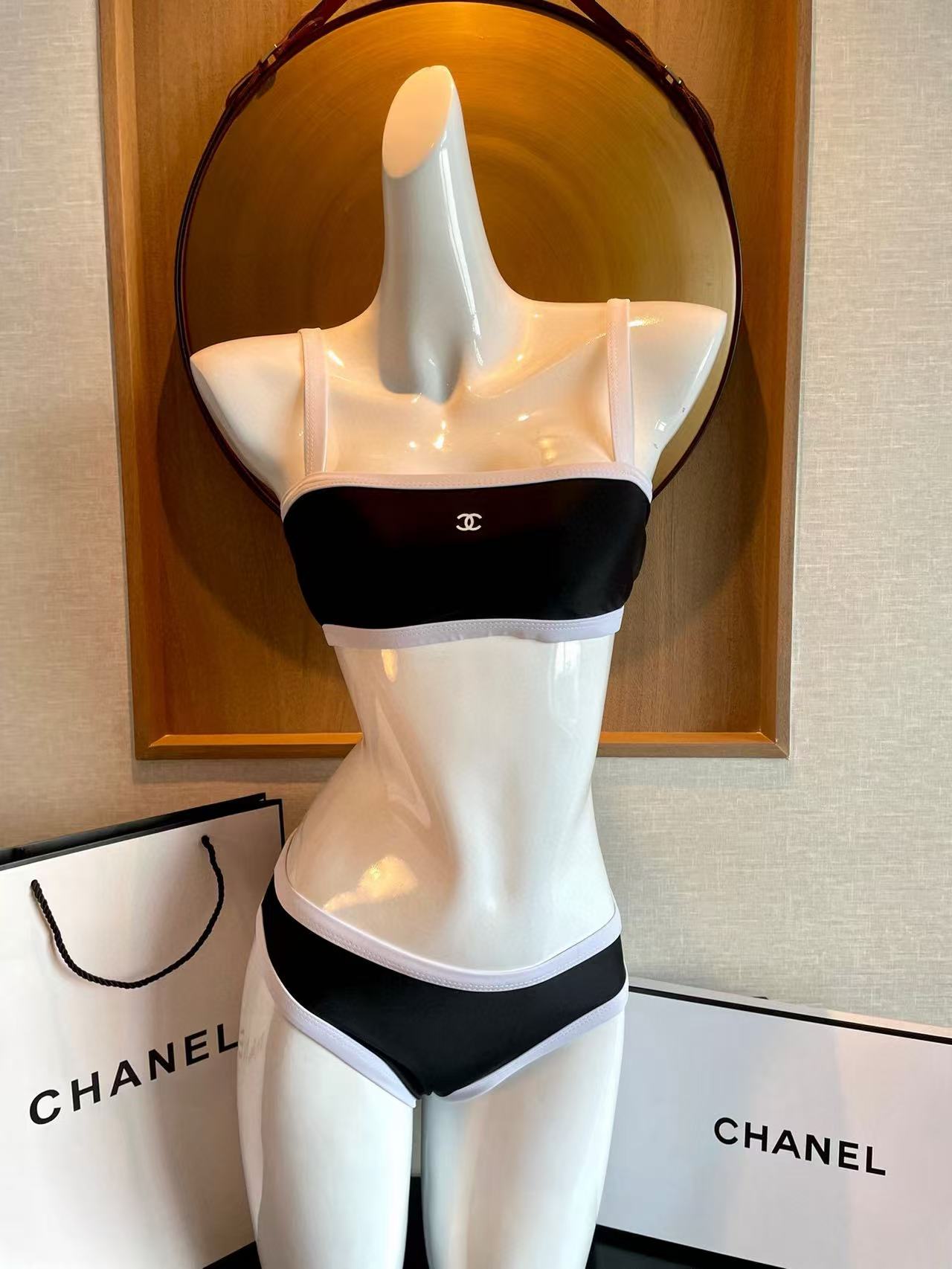 CHANE1 ダブルC スプリット水着【50％割引+送料無料】