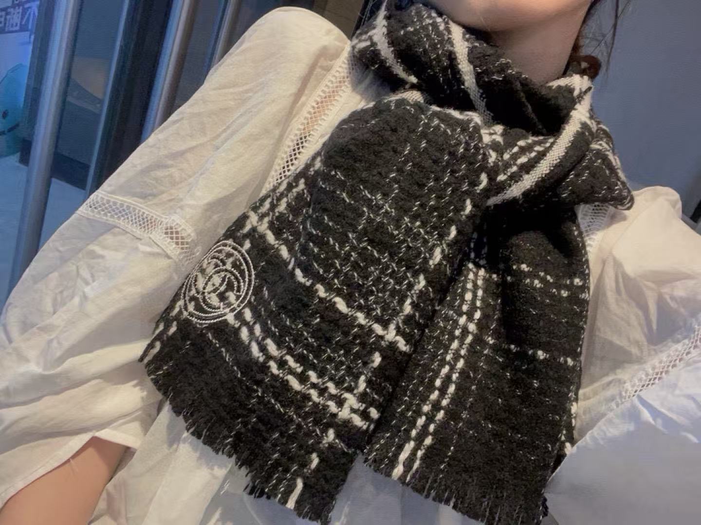 CHANE1 高品質ダブルCウールタッセルスカーフ【50％割引+送料無料】