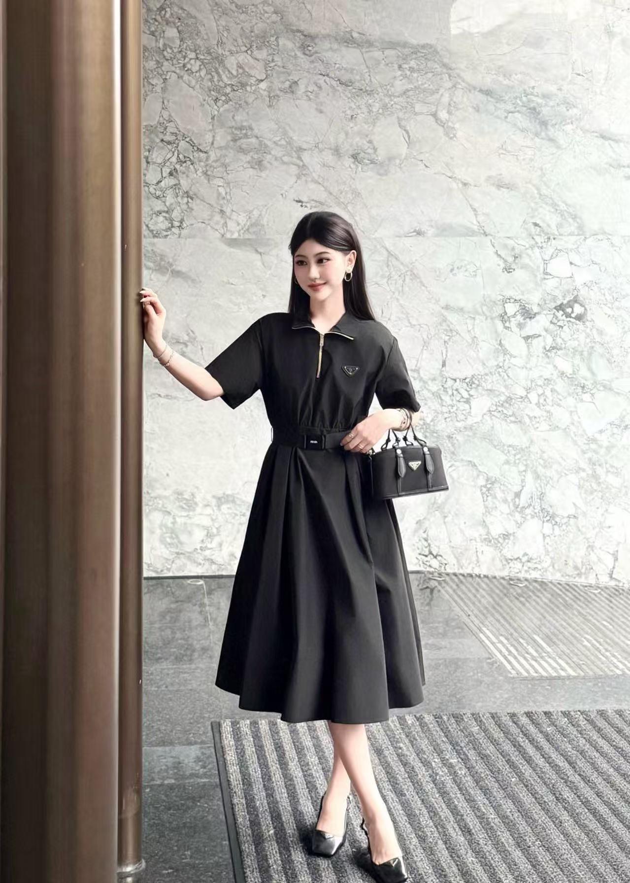 PR4DA 高品質ジッパー付きベルトドレス【50％割引+送料無料】