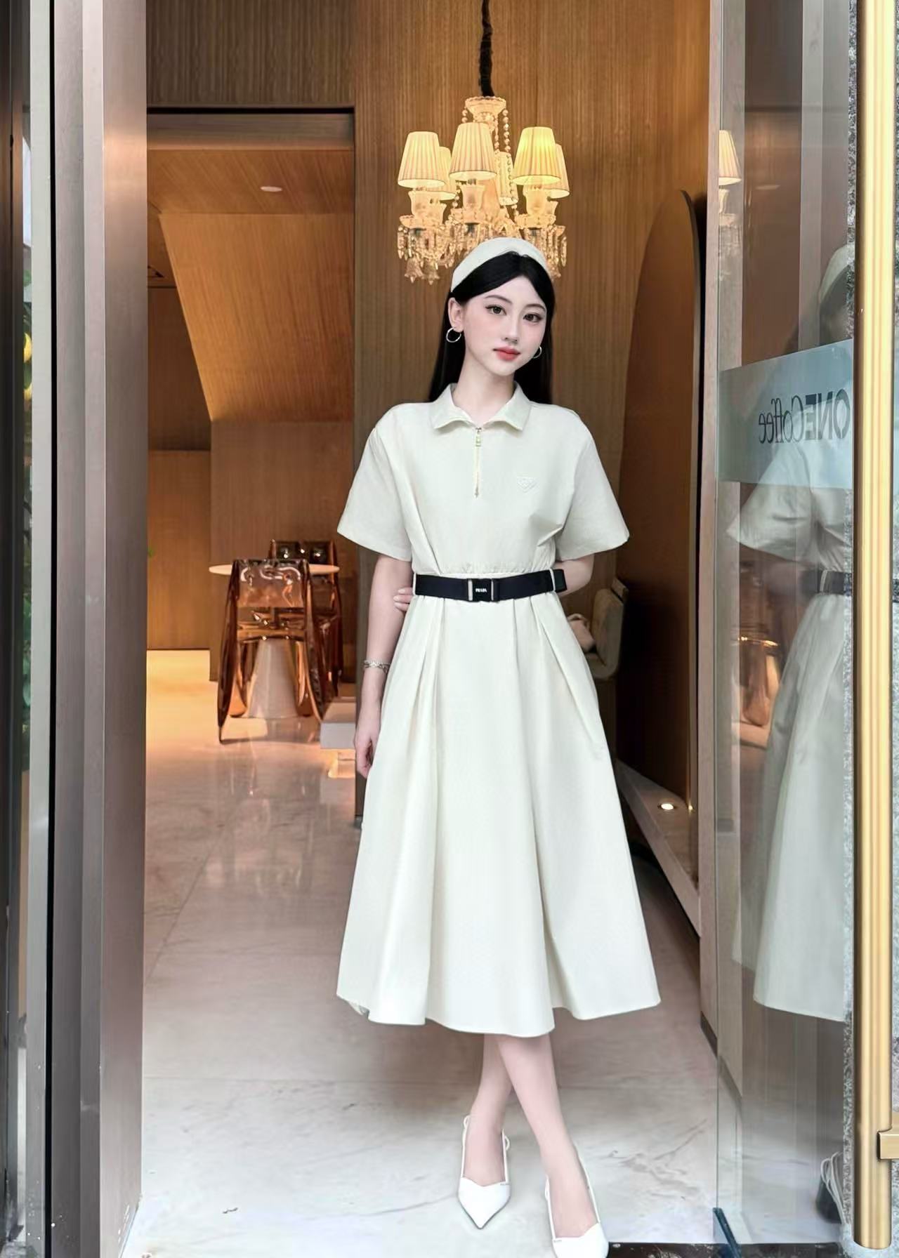 PR4DA 高品質ジッパー付きベルトドレス【50％割引+送料無料】