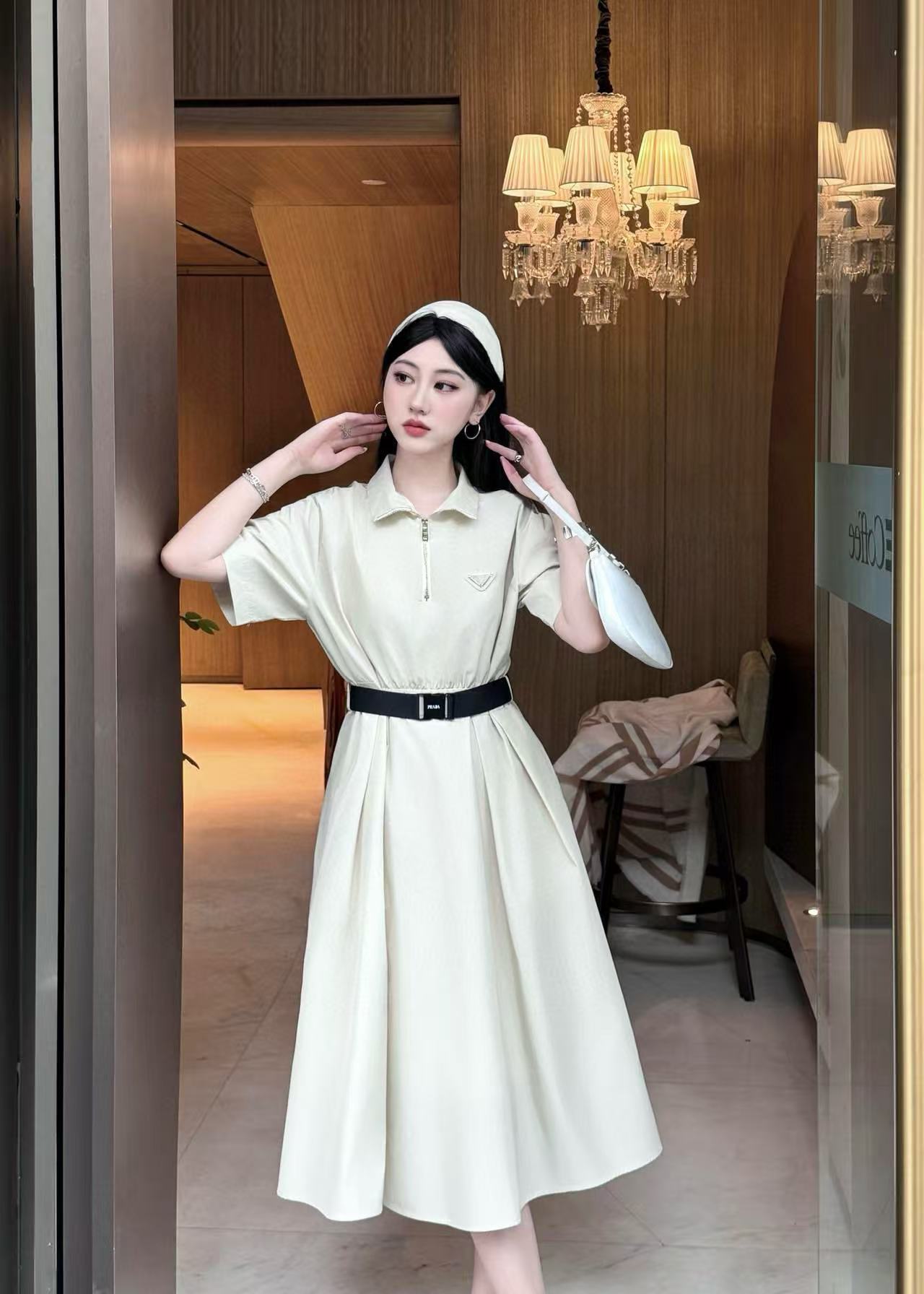 PR4DA 高品質ジッパー付きベルトドレス【50％割引+送料無料】