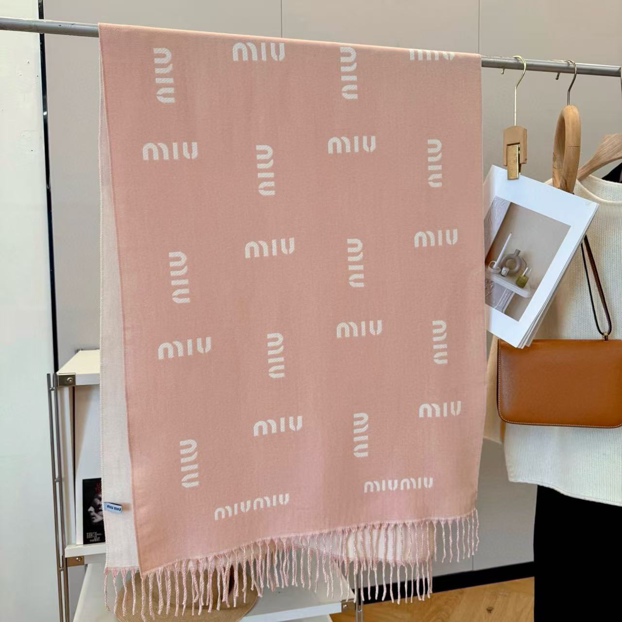 M1UM1U 秋冬 レタード カシミヤ タッセル スカーフ【50％割引+送料無料】