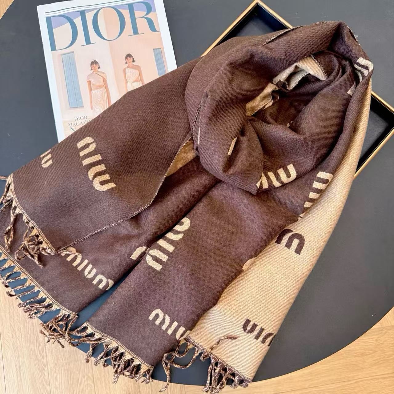 M1UM1U 秋冬 レタード カシミヤ タッセル スカーフ【50％割引+送料無料】