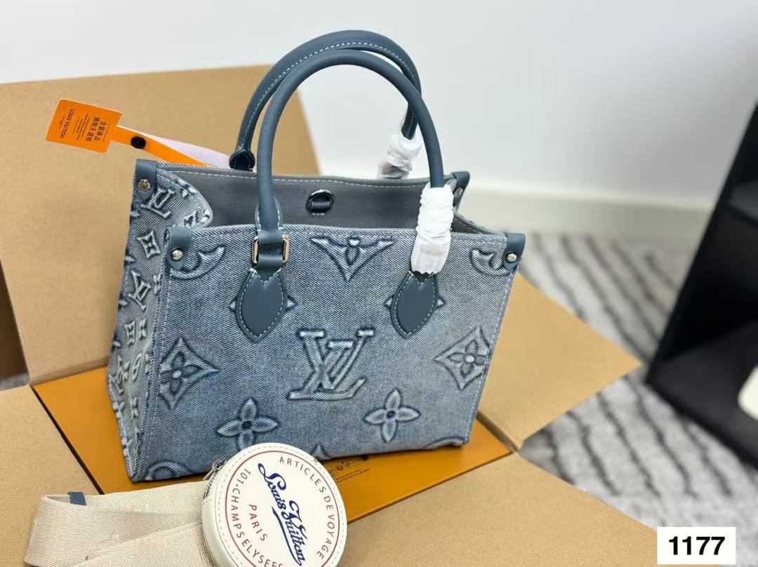 LV刺繍デニムショッピングバッグ【50％割引+送料無料】
