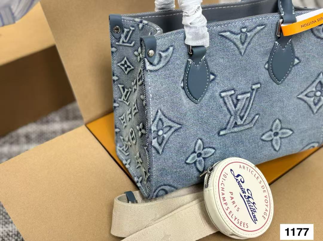 LV刺繍デニムショッピングバッグ【50％割引+送料無料】
