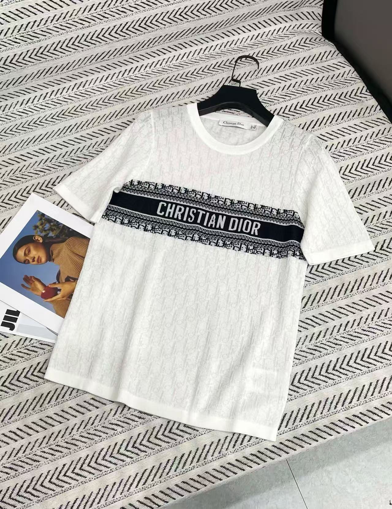 DIOR ジャカード レター テンセル Tシャツ【50％割引+送料無料】