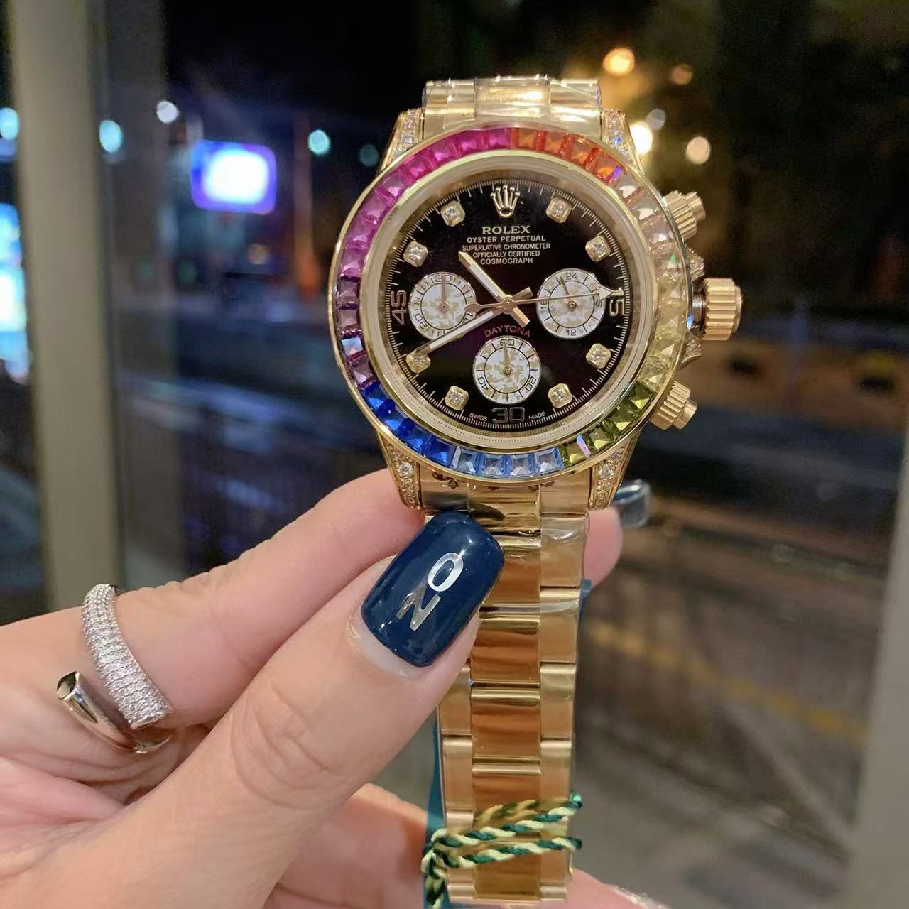 R0LEX レインボースチールバンド メンズ&レディース腕時計【50%割引+送料無料】