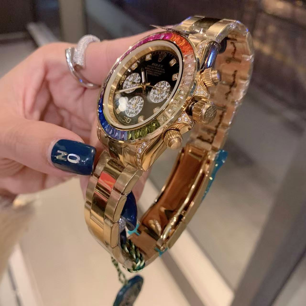 R0LEX レインボースチールバンド メンズ&レディース腕時計【50%割引+送料無料】