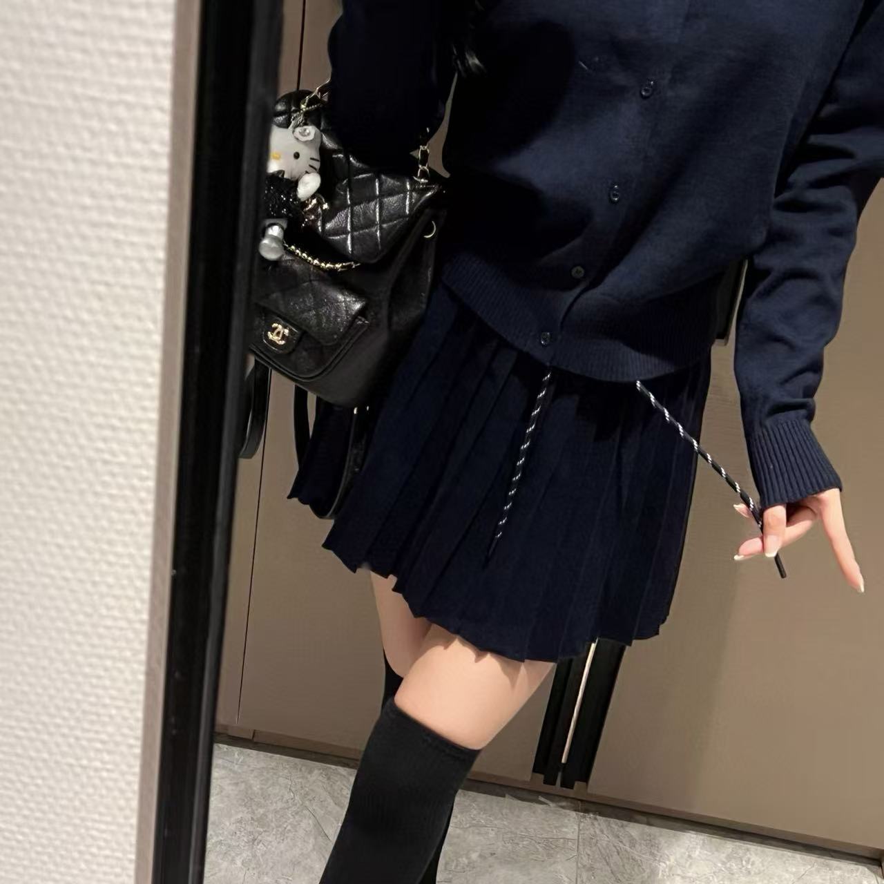 M1UM1U ウールカーディガン+スカート ツーピースセット【50％割引+送料無料】