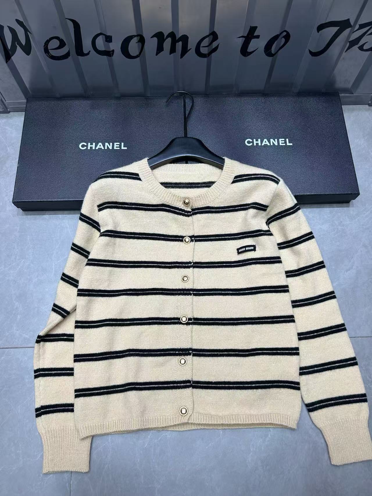 M1UM1U シンプルウールストライプカーディガン【50％割引+送料無料】