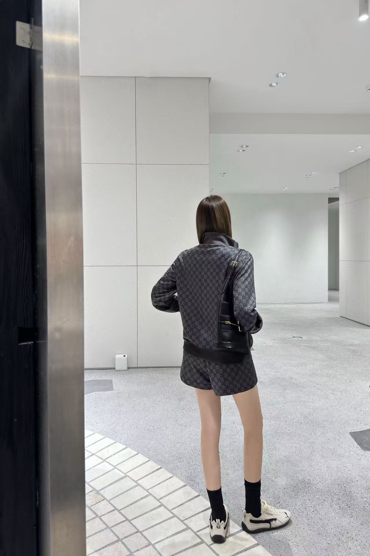 GUCC1 ジャカード カジュアルジャケット + ショーツ ツーピースセット【50%割引+送料無料】