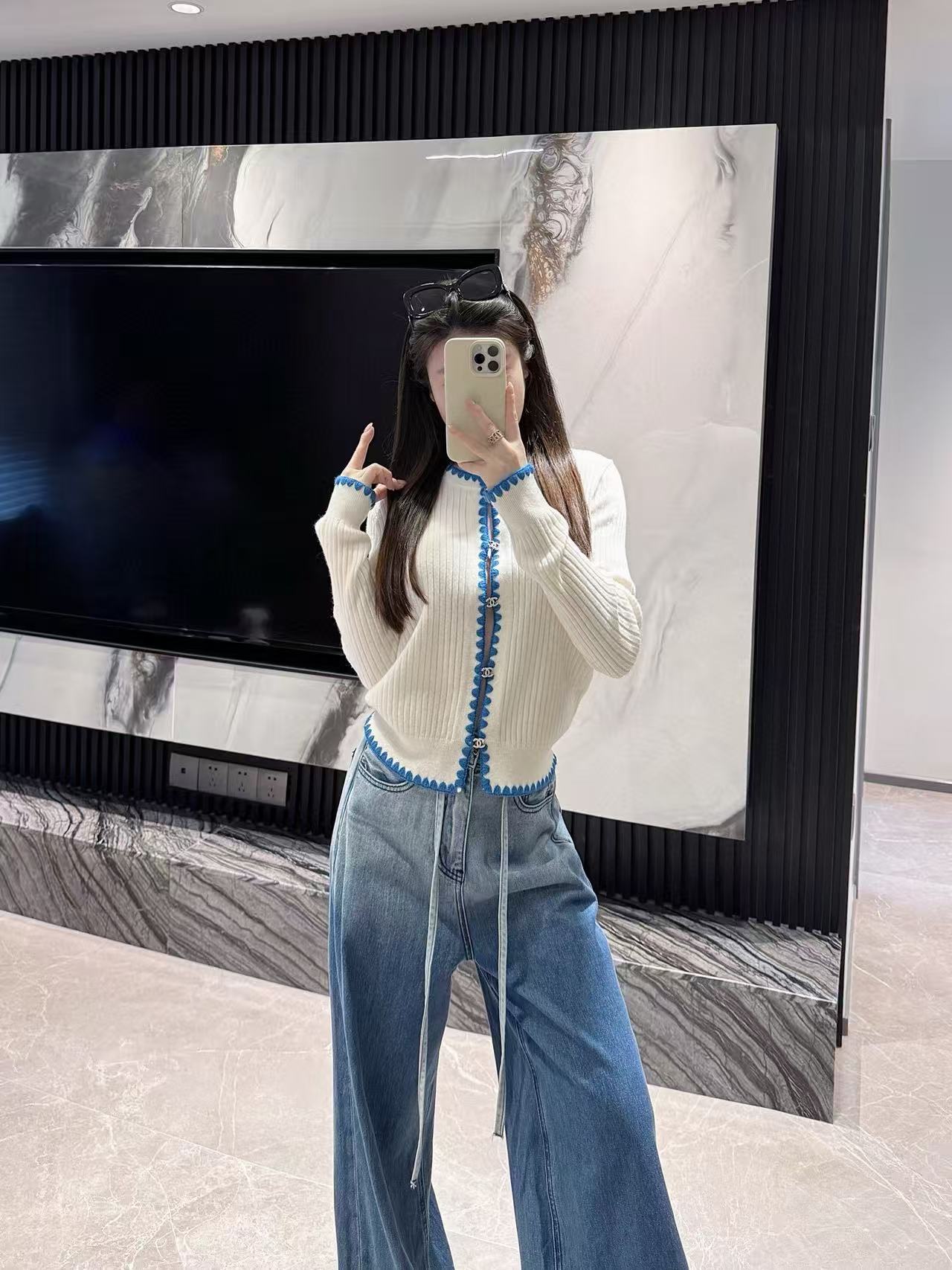 CHANE1 ダブルCボタンウールカーディガン【50％割引+送料無料】