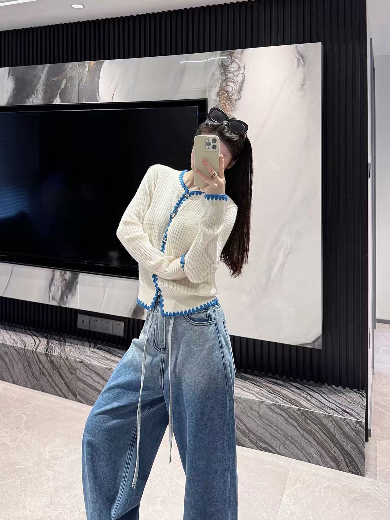 CHANE1 ダブルCボタンウールカーディガン【50％割引+送料無料】