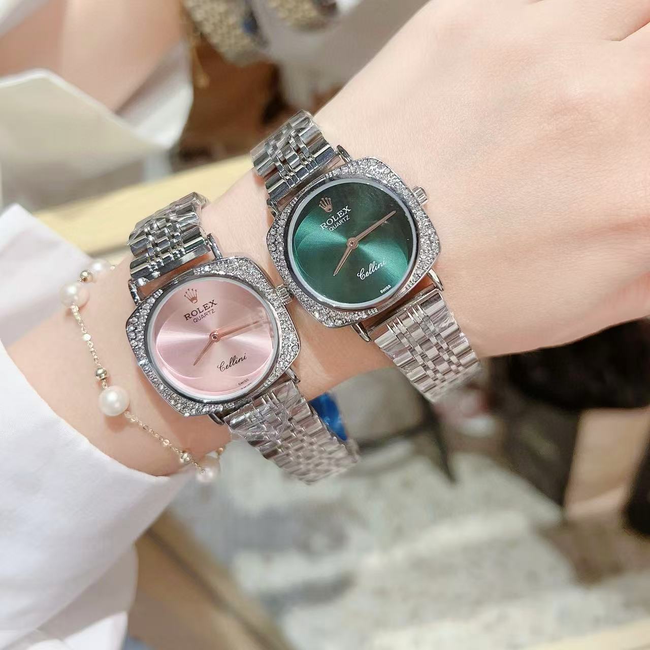 R0LEX ダイヤモンドベゼルスチールストラップレディース腕時計【50％割引+送料無料】