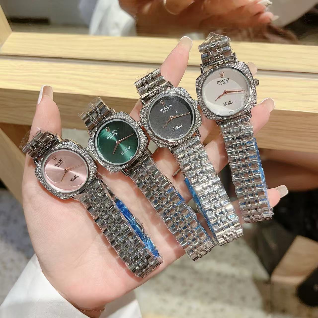 R0LEX ダイヤモンドベゼルスチールストラップレディース腕時計【50％割引+送料無料】