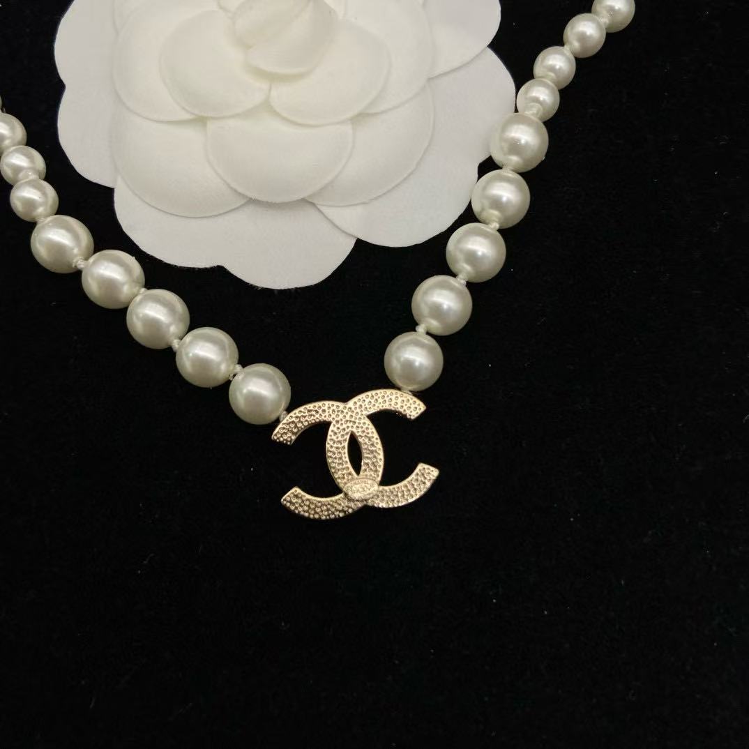 CHANE1 ダブルCパールネックレス【50%割引+送料無料】