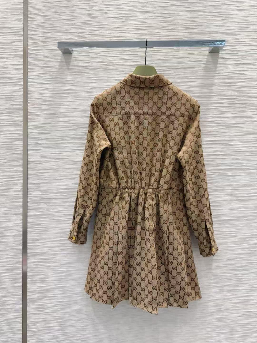 GUCC1 ジャカードラペル ロングスリーブ ドレス【50％割引+送料無料】