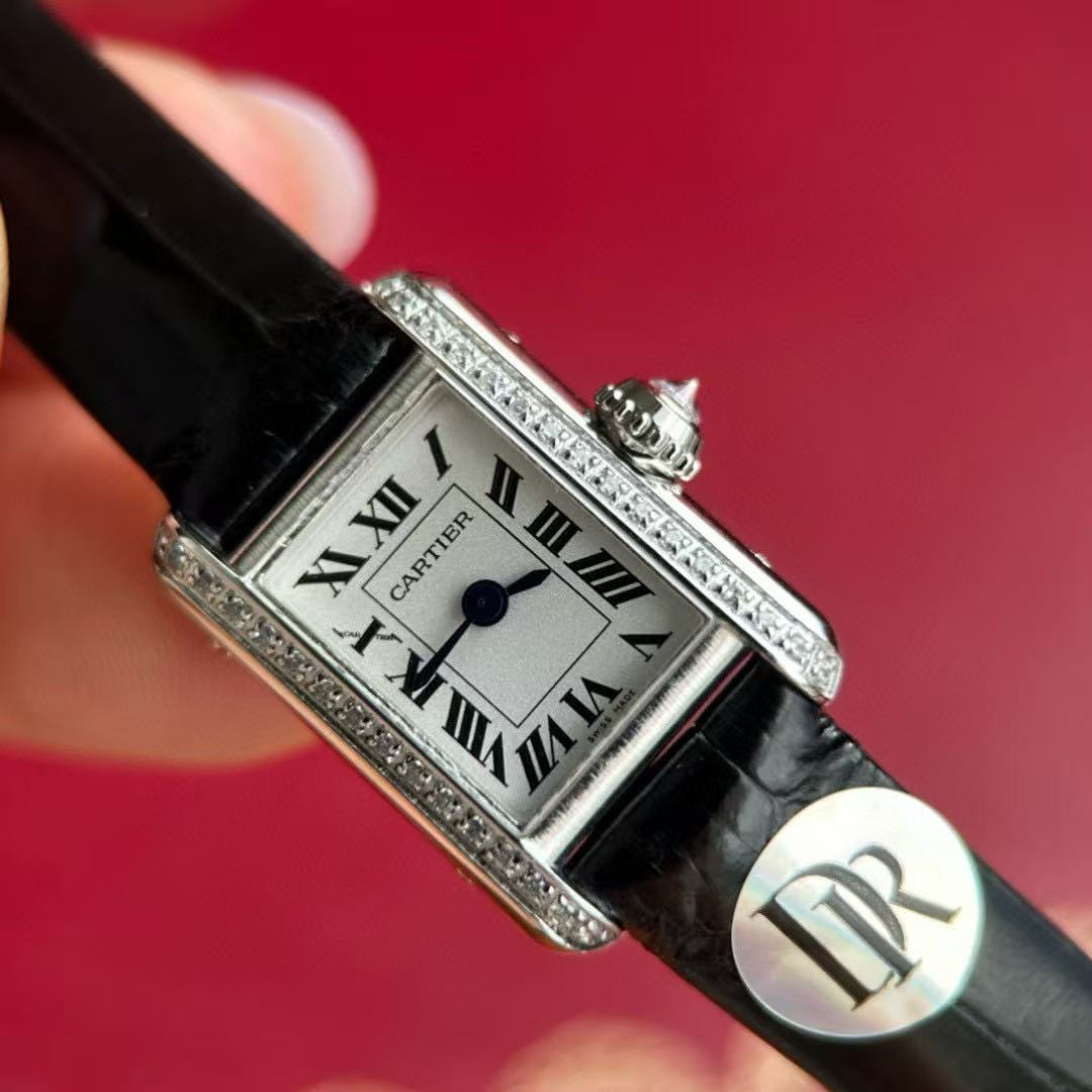 CART1ER スクエア ダイヤモンド アリゲーターレザー レディースウォッチ【50％割引+送料無料】