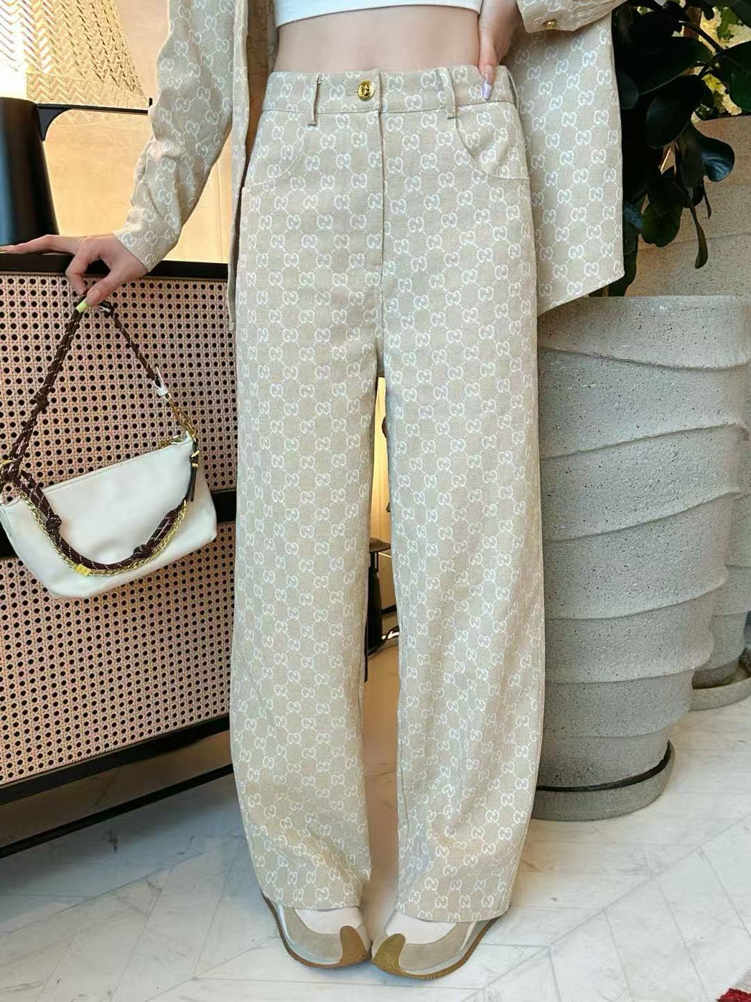 GUCC1 ジャカードデニムシャツ + パンツ ツーピースセット【50％割引+送料無料】