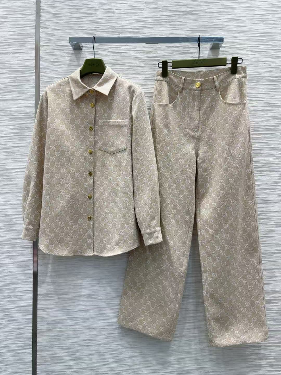 GUCC1 ジャカードデニムシャツ + パンツ ツーピースセット【50％割引+送料無料】