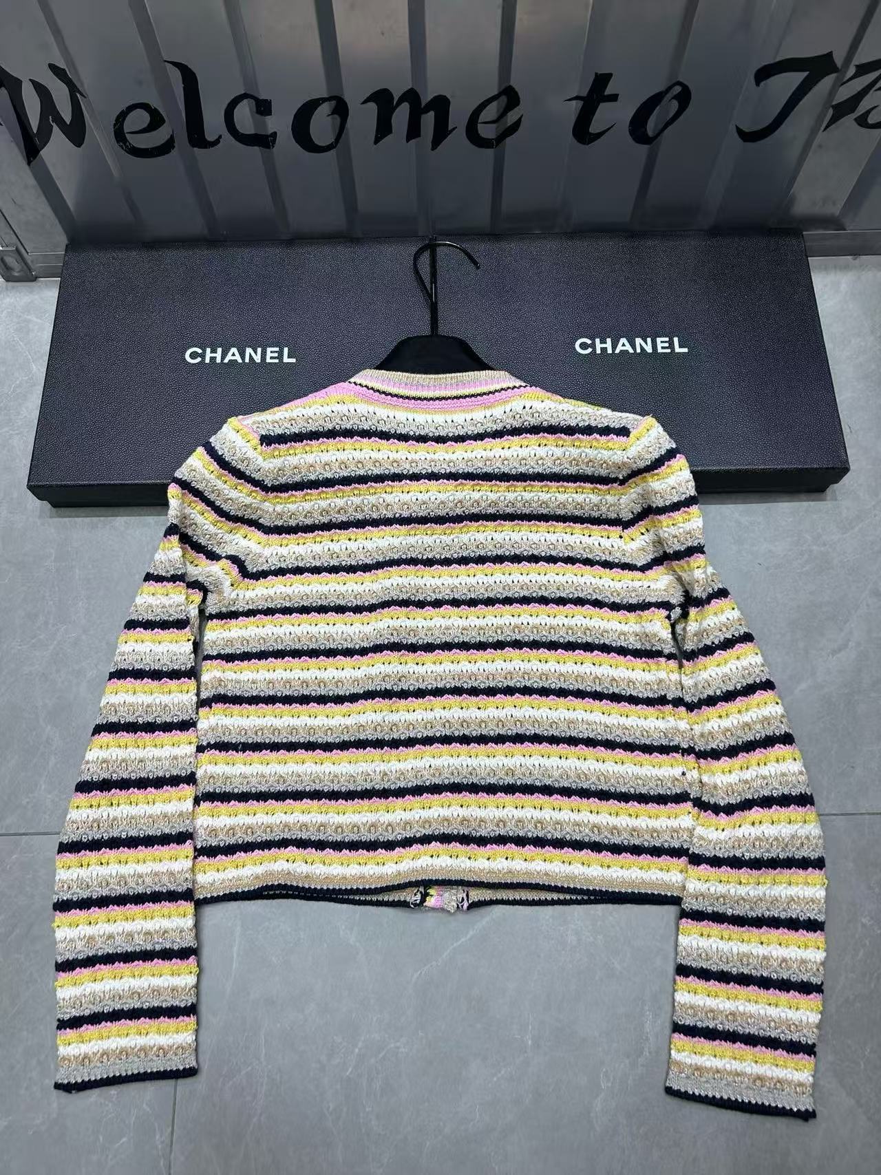 CHANE1 メタルボタン カラーブロック ウール カーディガン【50％割引+送料無料】