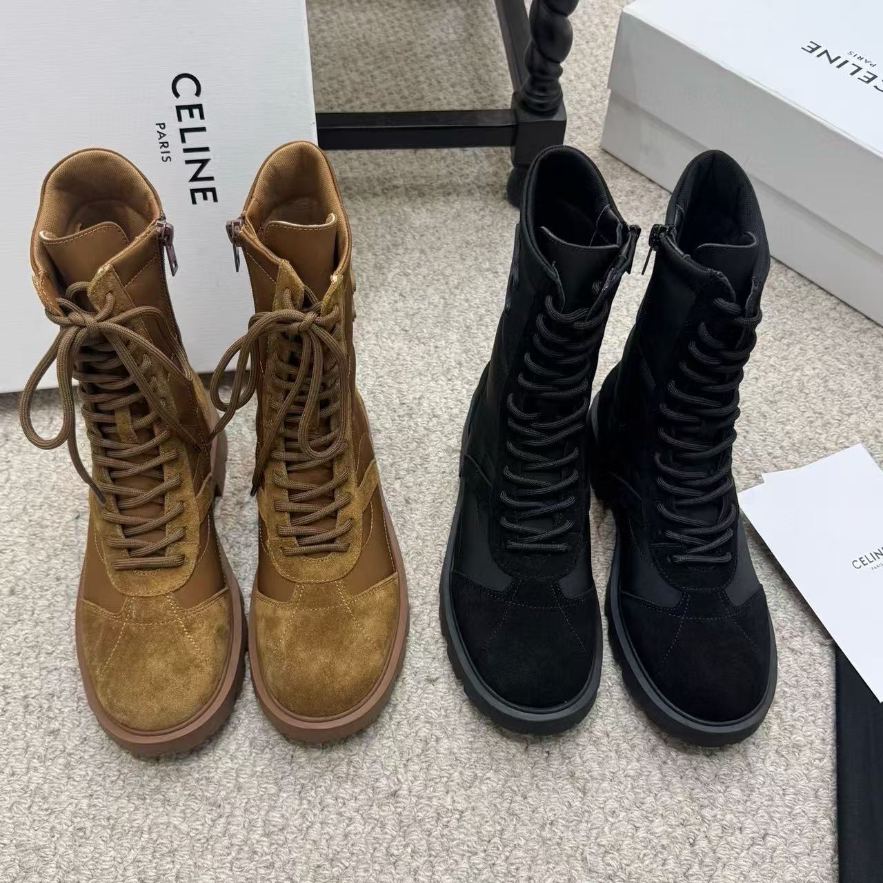 CEL1NEの高品質凱旋門レースアップマーティンブーツ【50％割引+送料無料】