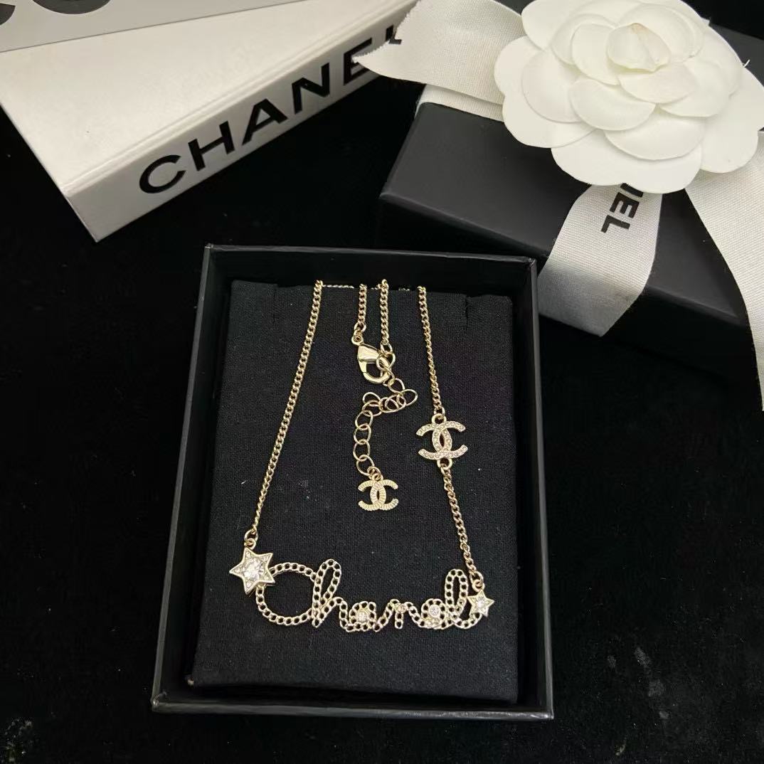 CHANE1 五芒星チェーンレターネックレス【50％割引+送料無料】