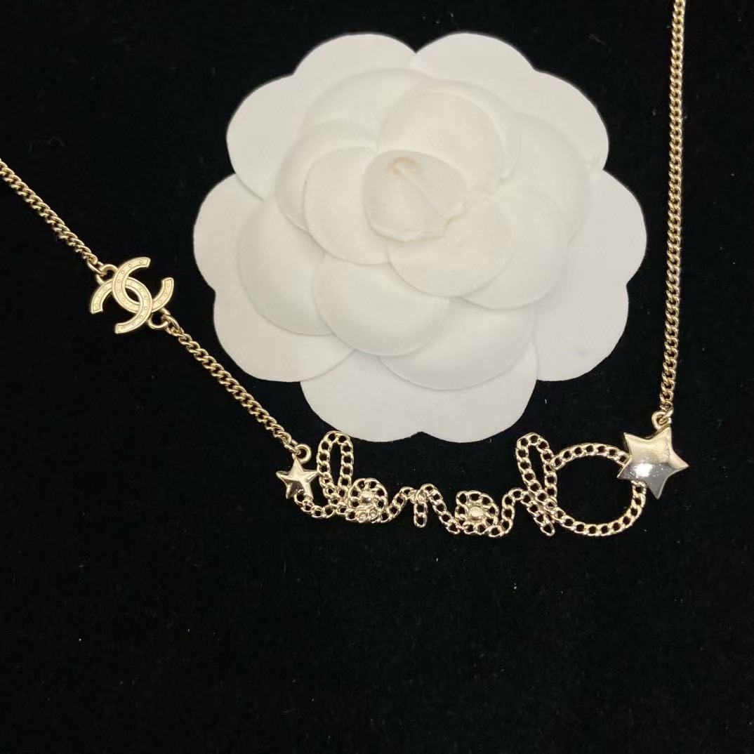 CHANE1 五芒星チェーンレターネックレス【50％割引+送料無料】