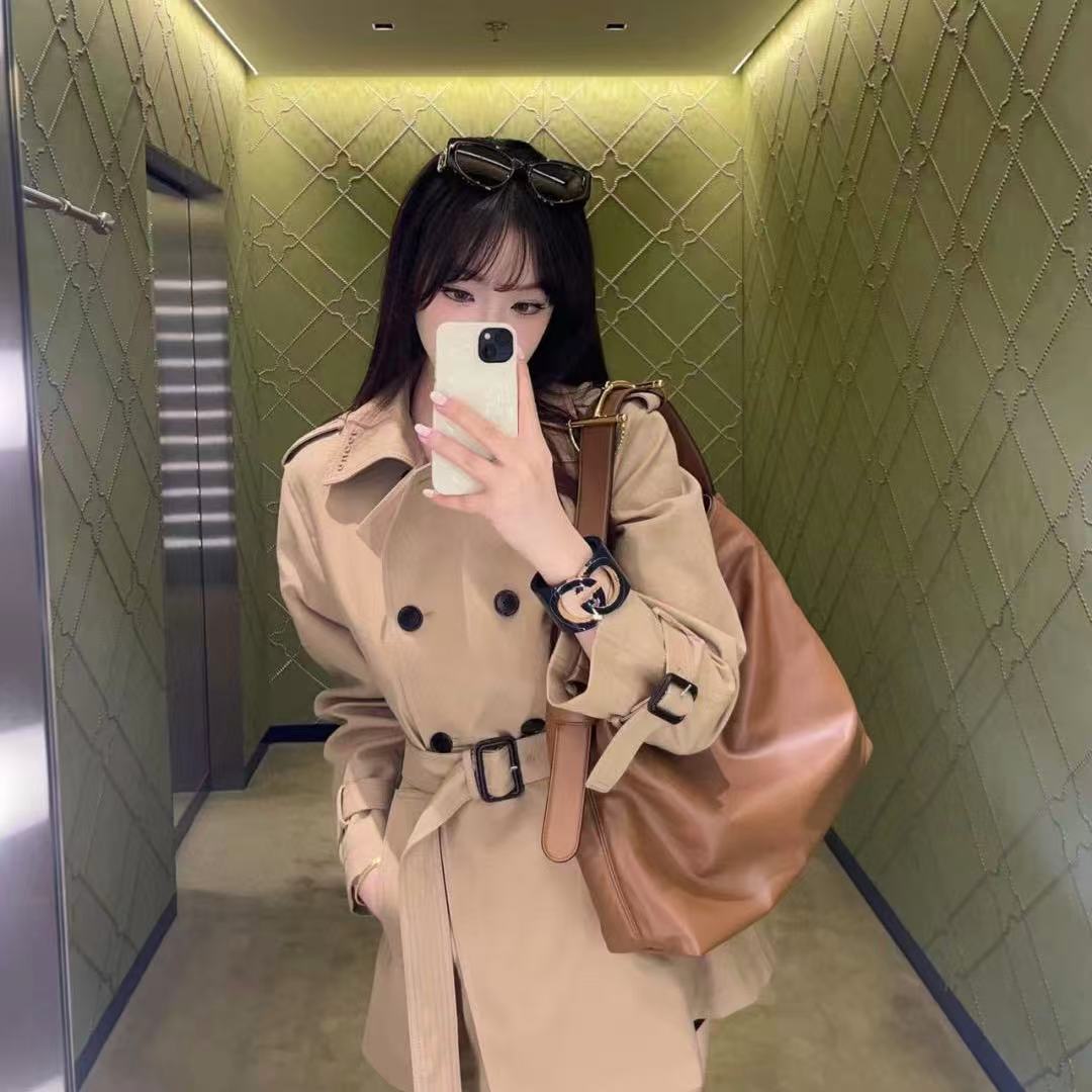 GUCC1 ラペルダブルブレストトレンチコート【50%割引+送料無料】