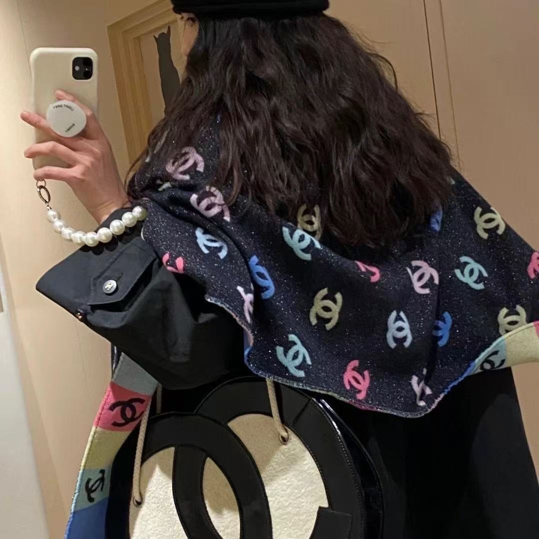 CHANE1 ダブルCロゴ カシミアスカーフ【50%割引+送料無料】